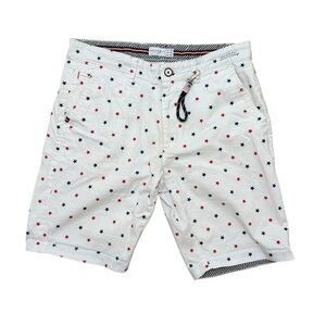 White Shorts with Red and Blue Star Pattern